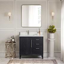 Kaitlin Black Oak 36" Single Vanity with White Composite Stone Top