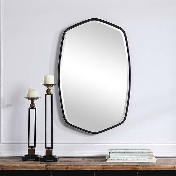 Ayelet Matte Black 22x36" Geometric Mirror