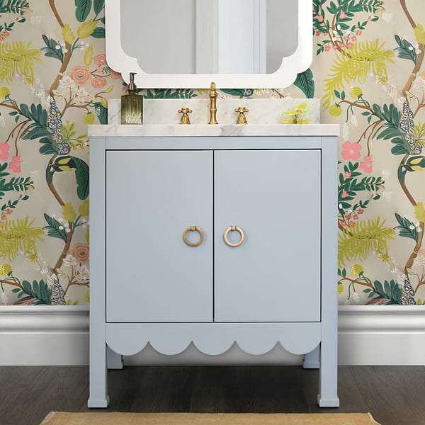 Kasey Sky Blue 30" Single Vanity with Carrara Marble Top