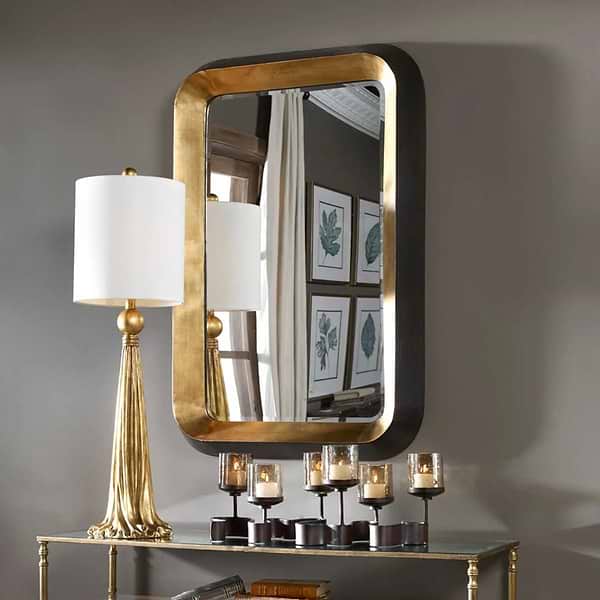 Neva Black and Gold 28x42" Rectangle Mirror