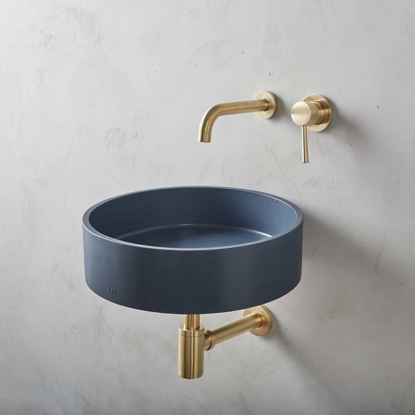 Odet Denim Blue 16" Concrete Round Floating Sink by mudd.concrete
