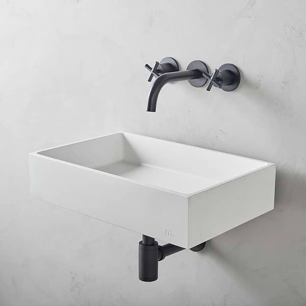 Jeker Cotton White 21" Concrete Rectangle Floating Sink by mudd.concrete