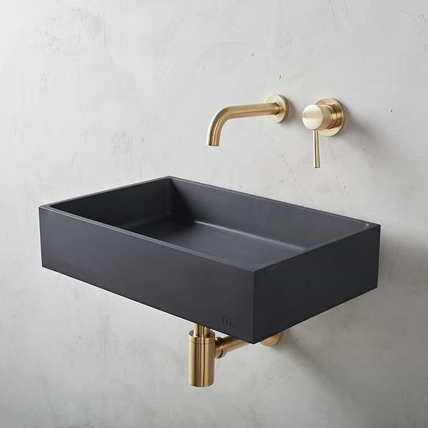 Jeker Midnight Black 21" Concrete Rectangle Floating Sink by mudd.concrete