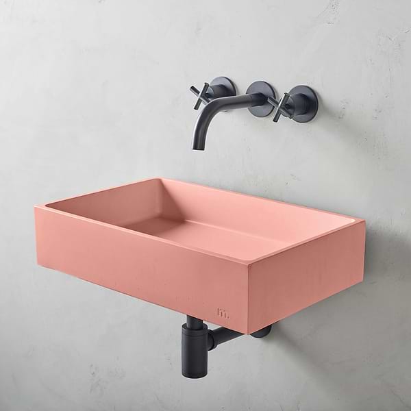 Jeker Mousse Pink 21" Concrete Rectangle Floating Sink by mudd.concrete