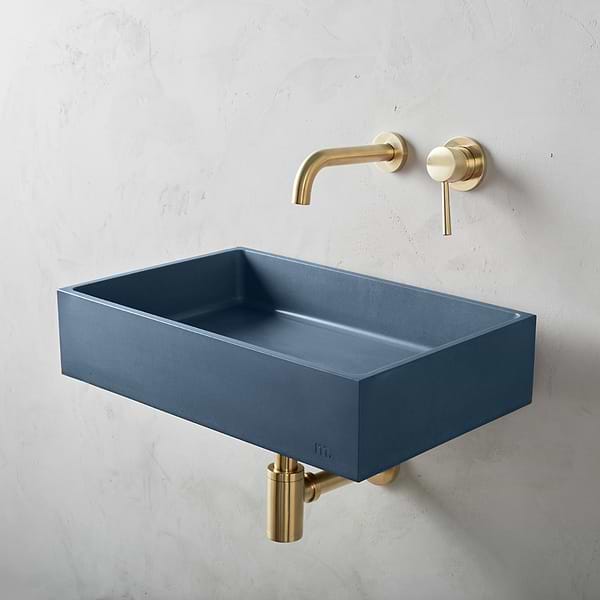 Jeker Denim Blue 21" Concrete Rectangle Floating Sink by mudd.concrete
