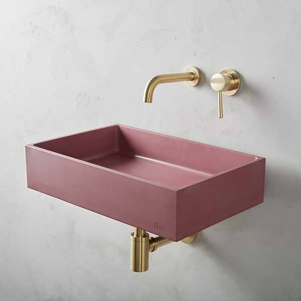 Jeker Berry Pink 21" Concrete Rectangle Floating Sink by mudd.concrete