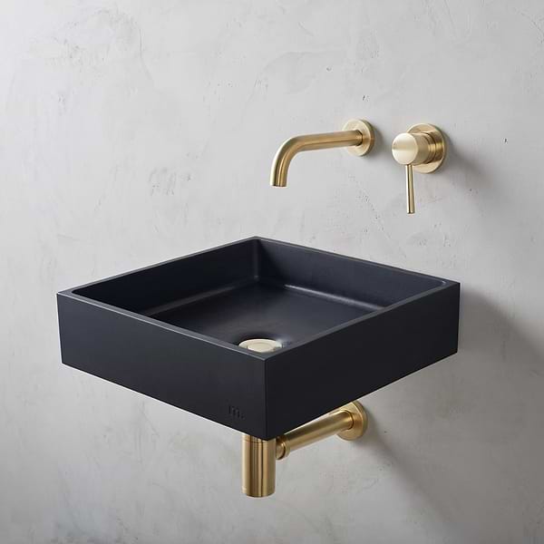 Yarra Midnight Black 16" Concrete Square Floating Sink by mudd.concrete
