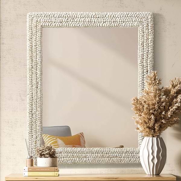Marlis Ivory Corn Husk 30x36" Rectangle Mirror
