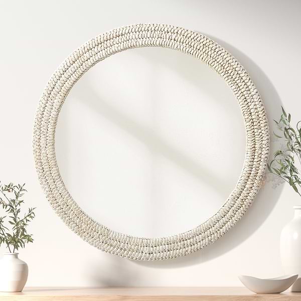 Marlis Ivory Corn Husk 36" Round Mirror