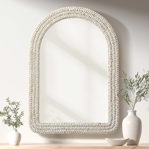 Marlis Ivory Corn Husk 30x42" Arch Mirror