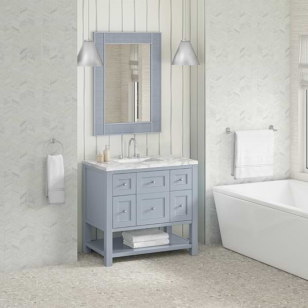 James Martin Vanities Breckenridge Serenity Blue 36" Single Vanity with Carrara Marble Top