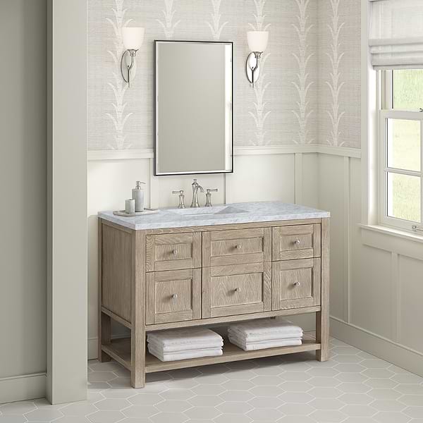 James Martin Vanities Breckenridge Whitewashed Oak 48" Single Vanity with Carrara Marble Top