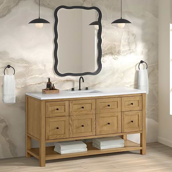 James Martin Vanities Breckenridge Light Natural Oak 60" Single Vanity with White Zeus Quartz Top