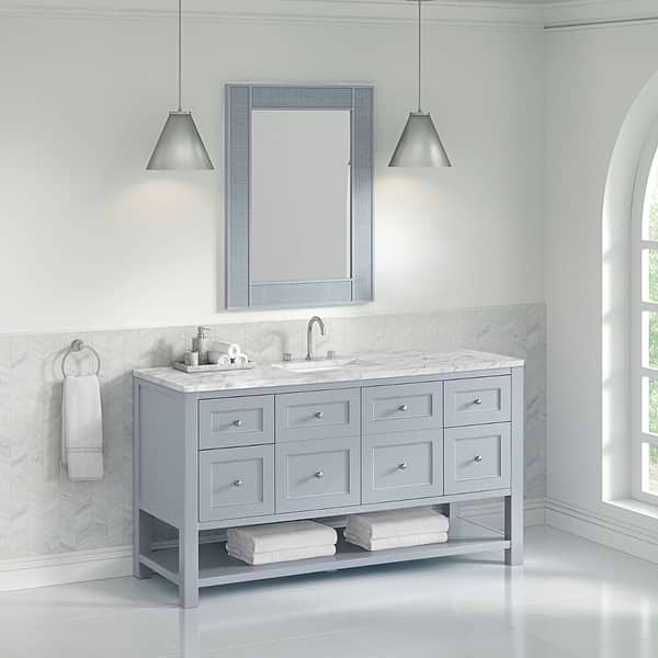 James Martin Vanities Breckenridge Serenity Blue 60" Single Vanity with Carrara Marble Top