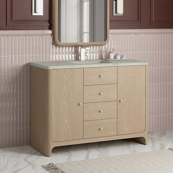 James Martin Vanities Gracyn Driftwood 48" Single Vanity with Victorian Silver Quartz Top