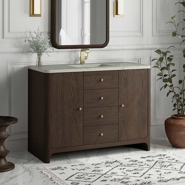 James Martin Vanities Gracyn Natural Ash 48" Single Vanity with Victorian Silver Quartz Top