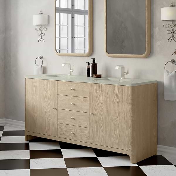 James Martin Vanities Gracyn Driftwood 72" Double Vanity with Victorian Silver Quartz Top