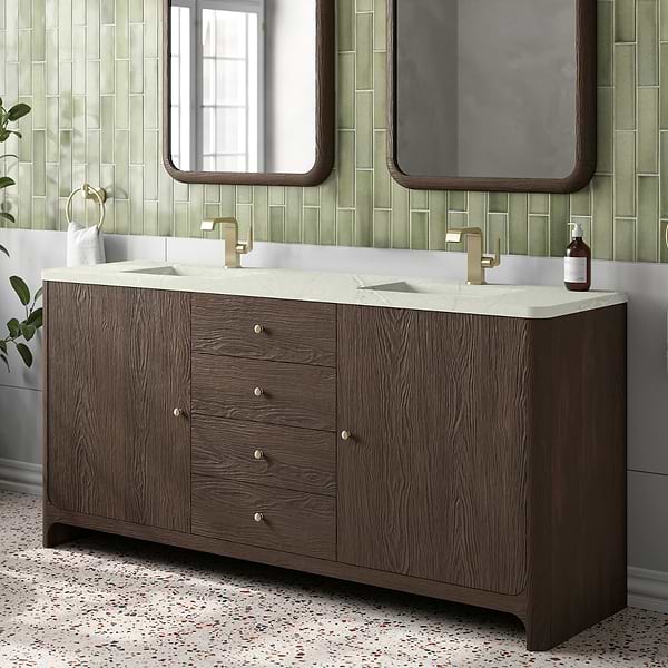 James Martin Vanities Gracyn Natural Ash 72" Double Vanity with Victorian Silver Quartz Top