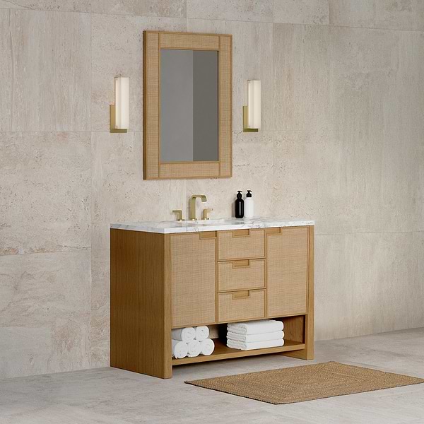 James Martin Vanities Solene Seaside Oak 48" Single Vanity with Carrara Marble Top