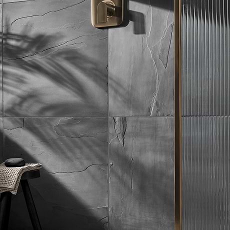 India Black 24x24 Natural Cleft Slate Tile