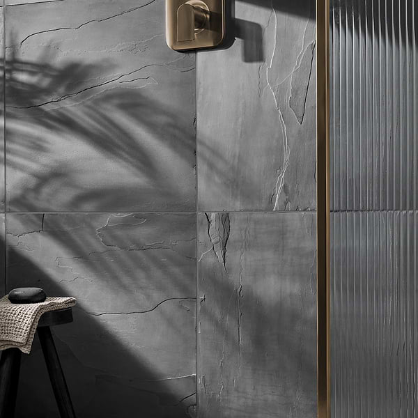 India Black 24x24 Natural Cleft Slate Tile