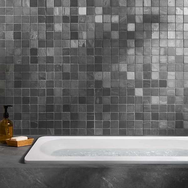 India Black 2x2 Tumbled Slate Mosaic Tile