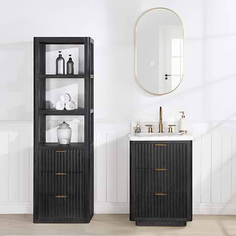 Solara Black Oak  22" Linen Cabinet