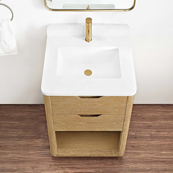 Salma Blonde Oak 24" Single Vanity with White Cultured Marble Top