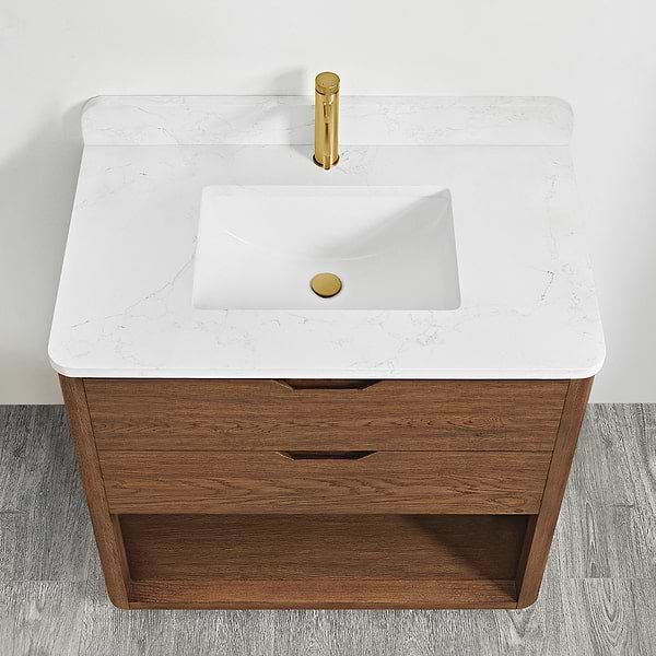 Salma Weathered Brown Oak 36" Single Vanity with White Cultured Marble Top