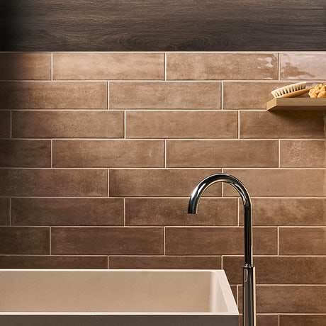 Aquarella Sand Brown 4x16 Glossy Ceramic Tile