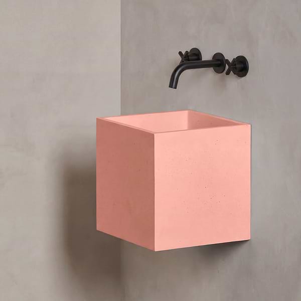 Kuba Mousse Pink Pink14" Concrete Square Floating Sink by mudd.concrete