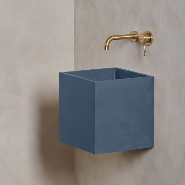 Kuba Denim Blue 14" Concrete Square Floating Sink by mudd.concrete