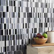 Bespoke Stacked Celestine Silver Polished Glass Mosaic
