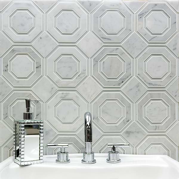 Helix Carrara Marble & Glass Tile