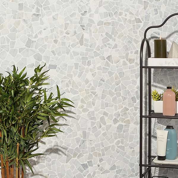 Nature Tumbled Carrara Marble Honed Mosaic Tile