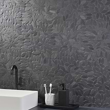 Nature Flower Alor Black Pebble Honed Mosaic Tile