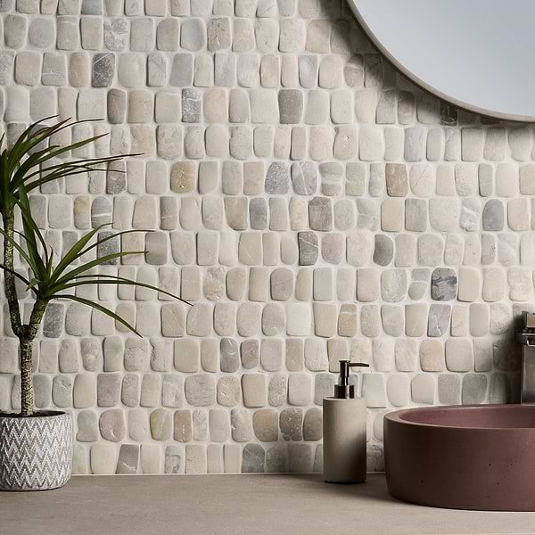 Nature Pathway Pram Gray 2" Natural Stone Mosaic Tile