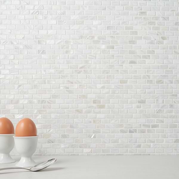 Mother of Pearl Oyster White Pearl 1/2x1 Mini Brick Polished Mosaic Tile
