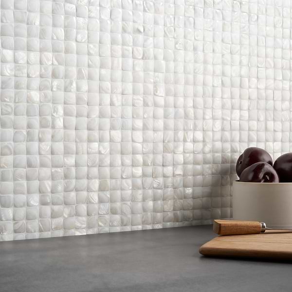 Mother of Pearl Nacre White 3D Pearl 1x1 Polished Mosaic Tile