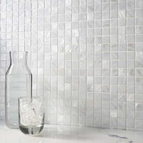 Mother of Pearl Oyster White 1x1 Polished Mosaic Tile