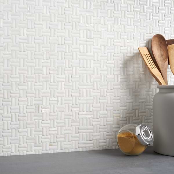 Serene White 3D Seamless Pearl Polished Mosaic Tile