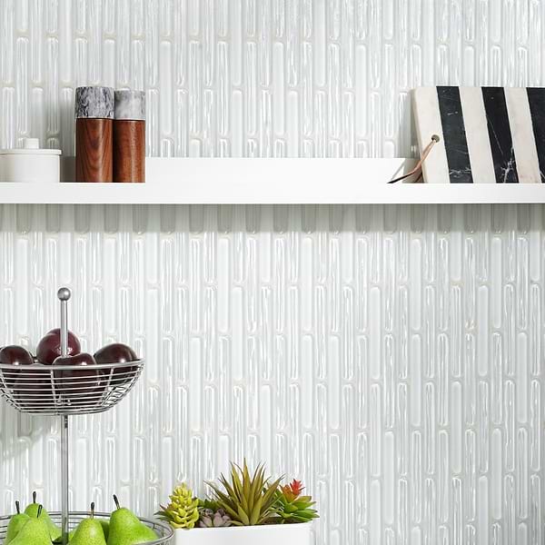 Baltoro Super White Polished Glass Mosaic Wall Tile