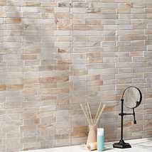 Fossil Brick Beige 1x4 Tumbled Marble Stone Mosaic Tile