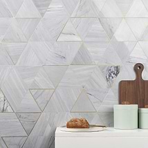 Verin Gray Polished Marble and Brass 6x6 Mosaic Tile
