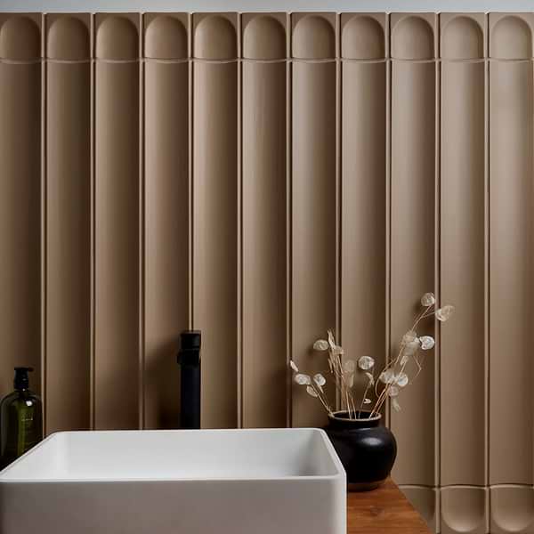 Roller Fluted Column Taupe 4x4 Handmade Matte Ceramic End Piece