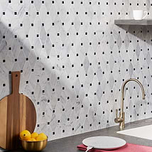 Octave White Carrara With Black Dot Marble 2x4 Polished Mosaic Tile