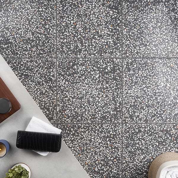 True Terrazzo Porfido Gray 16x16 Polished Terrazzo Tile