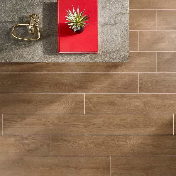 Oaktree Elegant Dark Brown 7x60 XL Wood Look Matte Porcelain Tile
