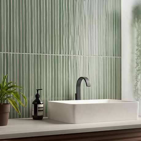 Kanbina Apple Green 5x18 Glossy Ceramic Mosaic Tile