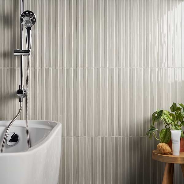 Kanbina Chameleon Sage Gray 5x18 Glossy Ceramic Mosaic Tile